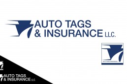 Auto Tags & Insurance LLC. brand mark and diffierent logo applications by John Webb Designs